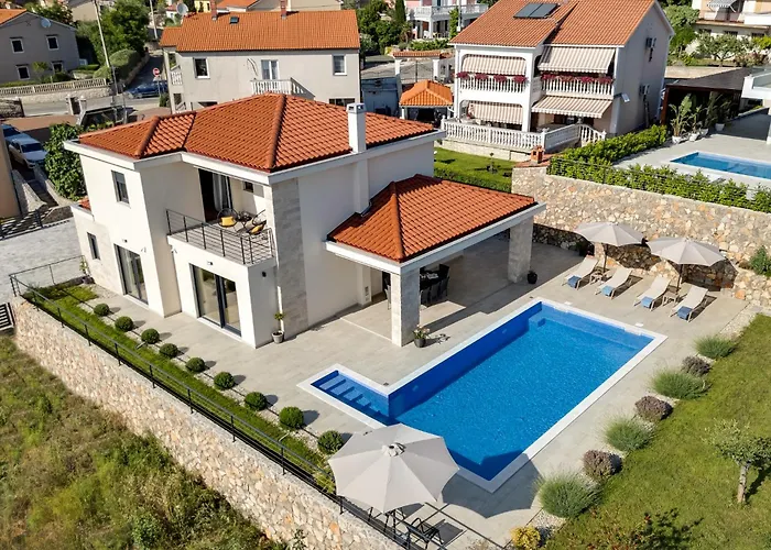 Luxury With A Pool, Panoramic Sea View, - By Traveler Tourist Agency Krk Id 2406 Willa Sveti Vid-Miholjice